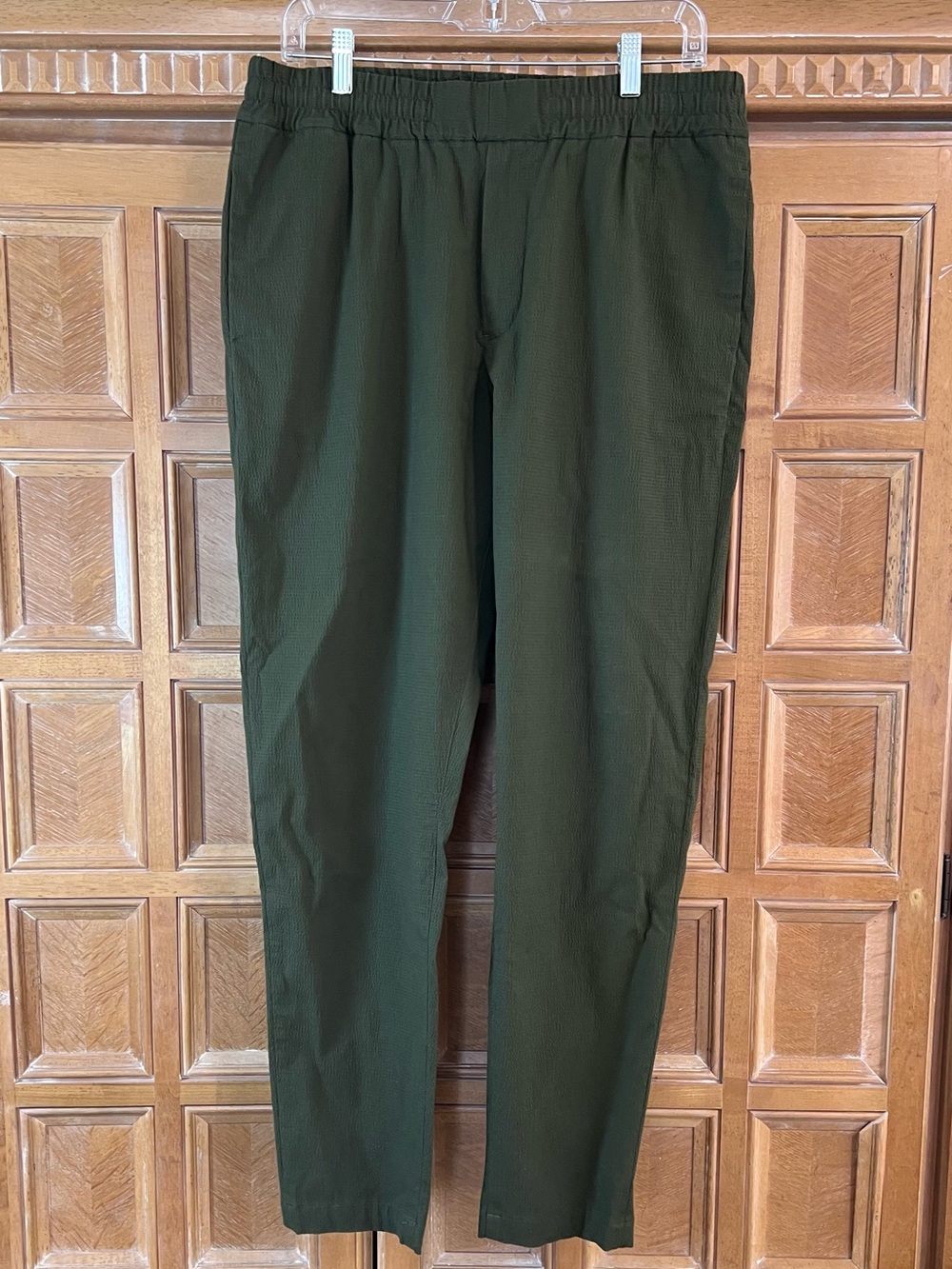 PS Paul Smith Men's Dark Green Elastic-Waist Chinos